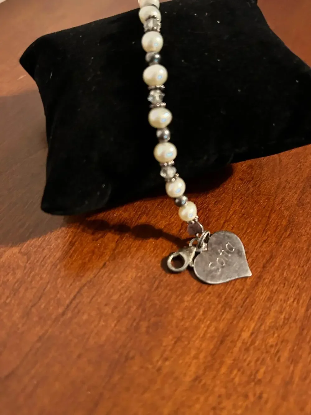 Vintage 925 Sterling Silver Freshwater Pearl Strand Bracelet 7.5